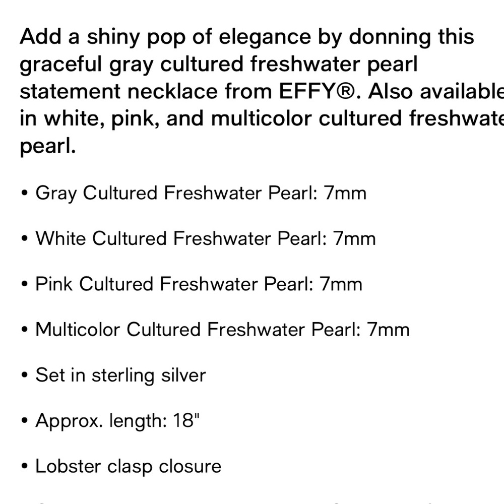 EFFY Cultured Freshwater Pearl Necklace NWT - Picture 4 of 7